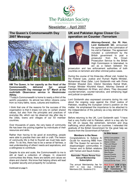 Newsletter – April 2007