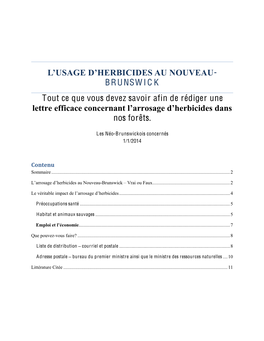 L'usage D'herbicide Au Nouveau-Brunswick