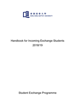 Handbook for Incoming Exchange Students 2018/19 Student Exchange Programme