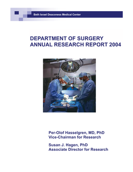 Department of Surgery Annual Research Report 2004