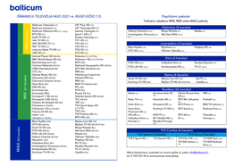 IŠMANIOJI TELEVIZIJA NUO 2021 M. RUGPJŪČIO 1 D. Papildomi Paketai Teikiami Užsakius MIN, MID Arba MAX Paketą