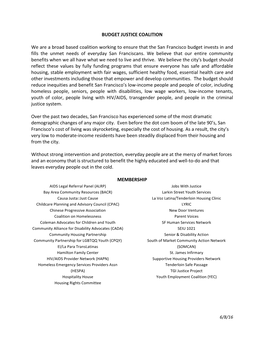 Budget Justice Coalition FY16-18 Budget Expenditure Priorities