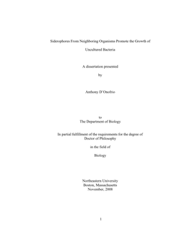 Siderophores from Neighboring Organisms Promote the Growth Of