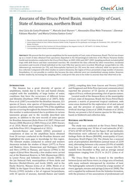 Check List 9(3): 601–606, 2013 © 2013 Check List and Authors Chec List ISSN 1809-127X (Available at Journal of Species Lists and Distribution