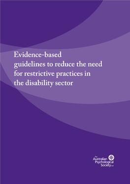 Evidence-Based Guidelines to Reduce the Need for Restrictive Practices In