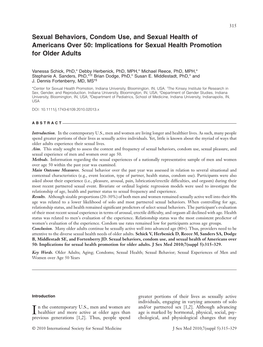 Sexual Behaviors, Condom Use, and Sexual Health of Americans Over 50: Implications for Sexual Health Promotion