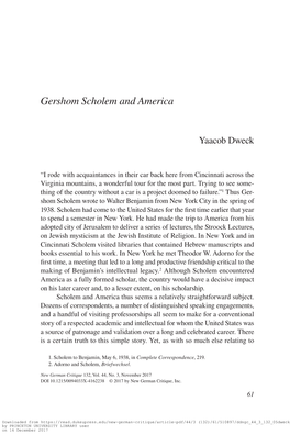 Gershom Scholem and America