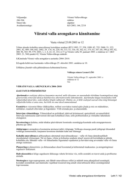 Viiratsi Valla Arengukava Kinnitamine