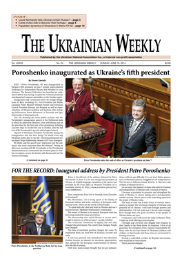 Poroshenko Inaugurated As Ukraine's Fifth President