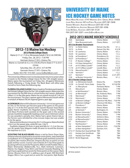 University of Maine Ice Hockey Game Notes