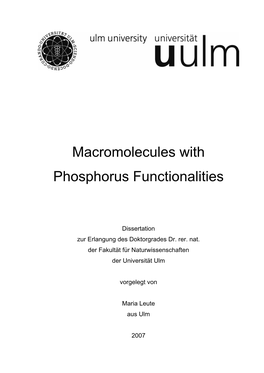 Macromolecules with Phosphorus Functionalities