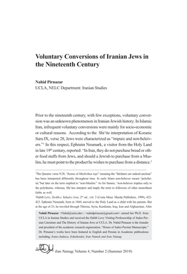 Voluntary Conversions of Iranian Jews in the Nineteenth Century