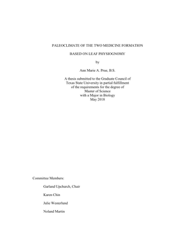 Paleoclimate of the Two Medicine Formation