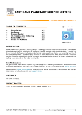 Earth and Planetary Science Letters