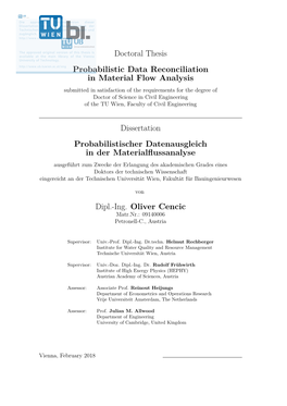 Doctoral Thesis Probabilistic Data Reconciliation In