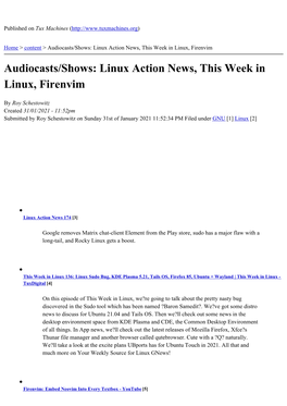 Audiocasts/Shows: Linux Action News, This Week in Linux, Firenvim