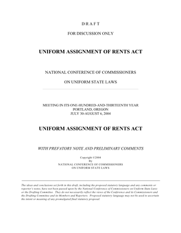 Uniform Assignment of Rents Act