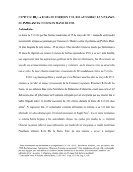 Capitulo Iii. La Toma De Torreon Y El Relato Sobre La Matanza