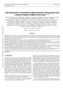 (704) Interamnia: a Transitional Object Between a Dwarf Planet and a Typical Irregular-Shaped Minor Body ?,?? J