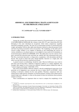 Arboreal and Terrestrial Traits As Revealed by the Primate Ankle Joint*