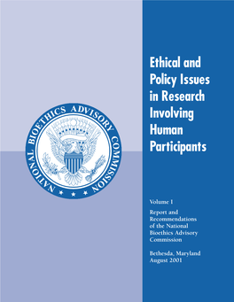 Ethical and Policy Issues in Research Involving Human Participants