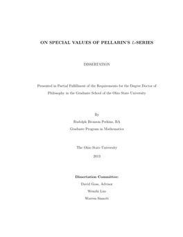 On Special Values of Pellarin's L-Series