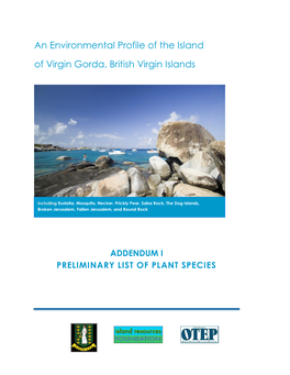 Virgin Gorda Environmental Profile, Addendum I, Plant List