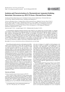 Isolation and Characterization of a Thermotolerant Ammonia-Oxidizing Bacterium Nitrosomonas Sp