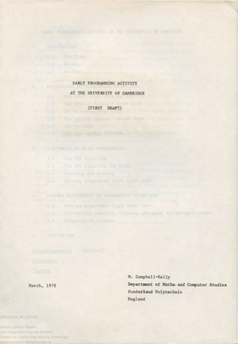 Early Programming Activity at the University of Cambridge (Mar 1978)