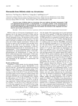 Flavonoids from Millettia Nitida Var. Hirsutissima