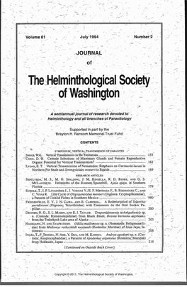 Journal of the Helminthological Society of Washington 61(2) 1994