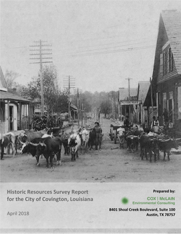 Historic Resources Survey Report for the City of Covington, Louisiana