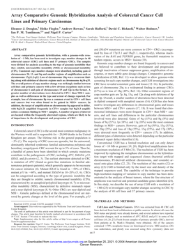 Array Comparative Genomic Hybridization Analysis of Colorectal Cancer Cell Lines and Primary Carcinomas