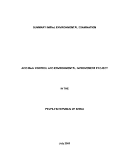 Summary Initial Environmental Examination