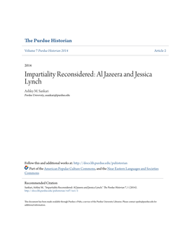 Impartiality Reconsidered: Al Jazeera and Jessica Lynch Ashley M