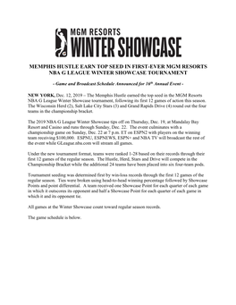 MGM Resorts Winter Showcase Schedule