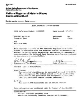 National Register of Historic Places Continuation Sheet