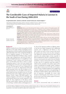 The Considerable Cases of Imported Malaria in Larestan in the South of Iran During 2008-2018