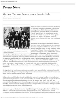 My View: the Most Famous Person Born in Utah