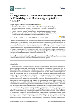 Hydrogel-Based Active Substance Release Systems for Cosmetology and Dermatology Application: a Review