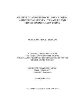 An Investigation Into Children's Opera