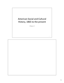 American Social and Cultural History, 1865 to the Present