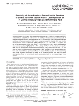 Reactivity of Some Products Formed by the Reaction of Sorbic Acid with Sodium Nitrite: Decomposition of 1,4-Dinitro-2-Methylpyrrole and Ethylnitrolic Acid