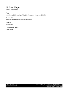 Cumulative Bibliography of the SIO Reference Series 1969-1973
