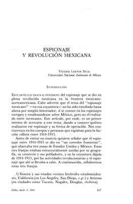 Espionaje Y Revolucion Mexicana