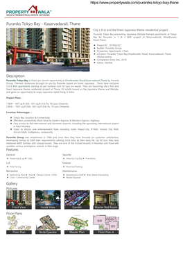 Puraniks Tokyo Bay - Kasarvadavali, Thane City’S First and the Finest Japanese Theme Residential Project