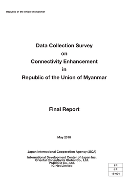 Data Collection Survey on Connectivity Enhancement in Republic of the Union of Myanmar