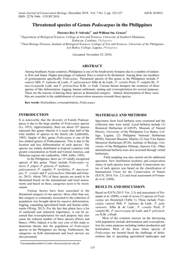 Threatened Species of Genus Podocarpus in the Philippines