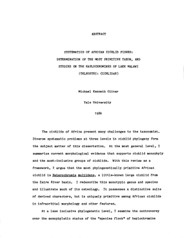 Systematics of African Cichlid Fishes