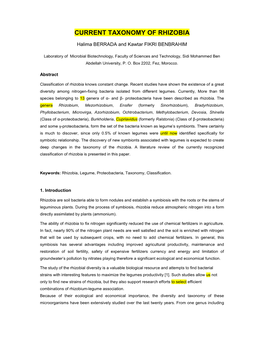 Current Taxonomy of Rhizobia